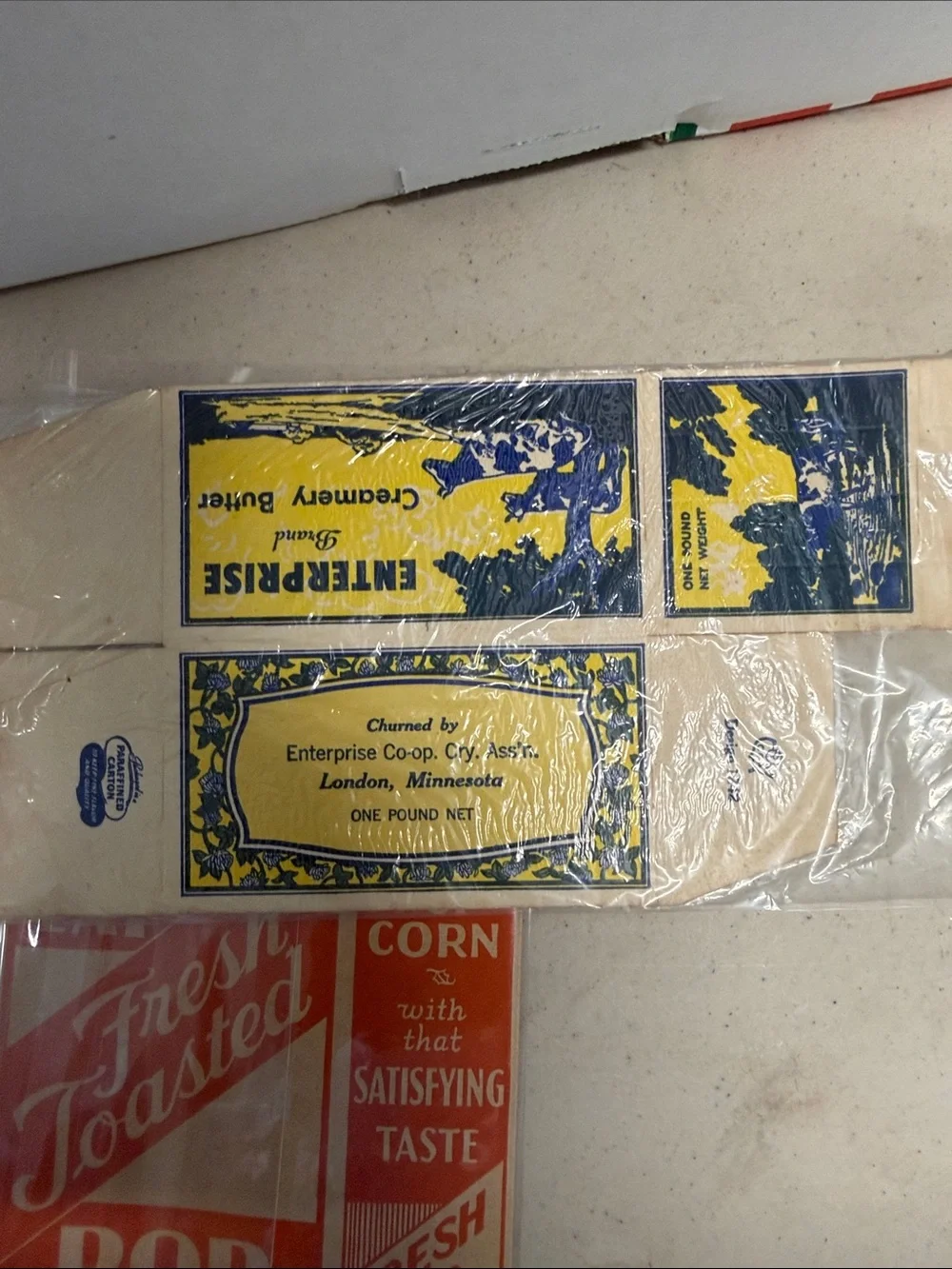 Vintage Popcorn Boxes, Butter Box, Peanut Sack 4 Piece Lot